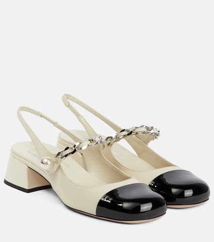 Chain-embellishedt leather slingback pumps - Miu Miu - Modalova