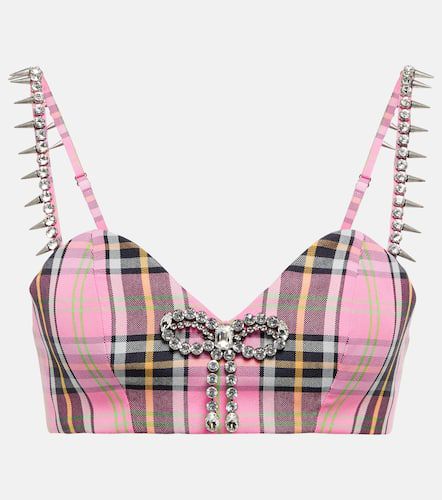 Embellished cropped plaid corset top - Area - Modalova