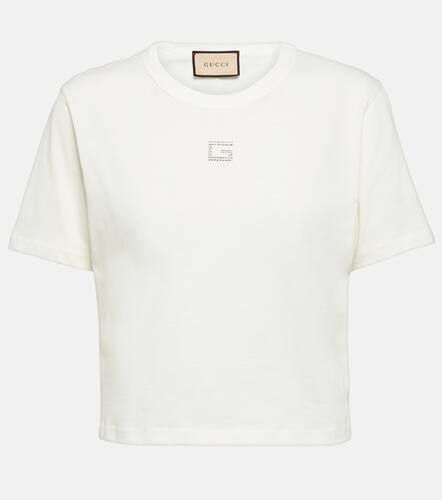 T-shirt cropped in jersey di cotone - Gucci - Modalova