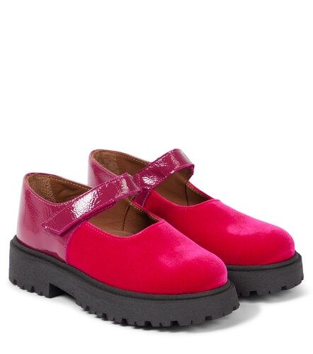 Leather-trimmed velvet ballet flats - PePe - Modalova