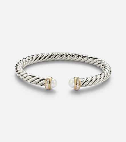 Pulsera Cable Flex® de plata de ley y oro de 14 ct con diamantes y perlas - David Yurman - Modalova