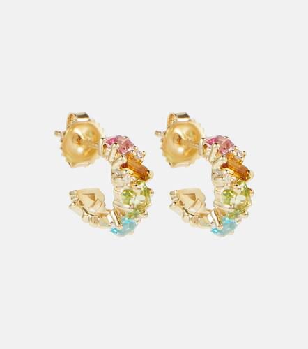 Argollas Mini de oro de 14 ct con gemas y diamantes - Suzanne Kalan - Modalova