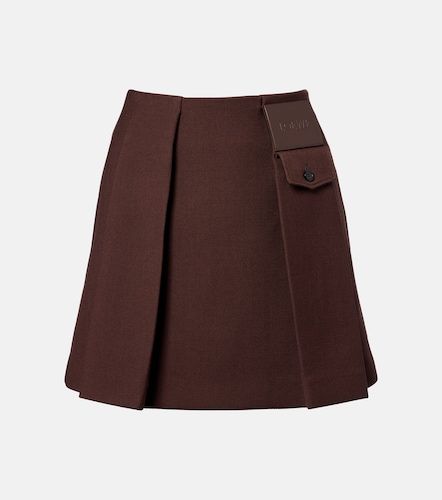 Minifalda de lana y seda plisada con piel - Loewe - Modalova