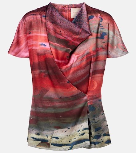 Printed draped silk satin top - Roksanda - Modalova