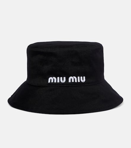 Cappello da pescatore in cotone con logo - Miu Miu - Modalova