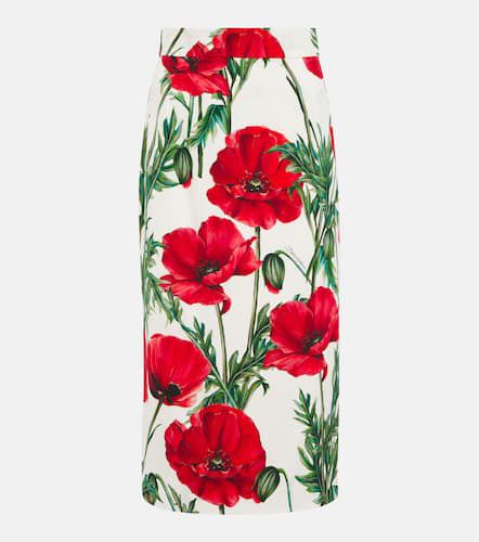 Floral-printed silk-blend midi skirt - Dolce&Gabbana - Modalova