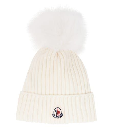 Gorro acanalado de lana virgen con logo - Moncler Enfant - Modalova