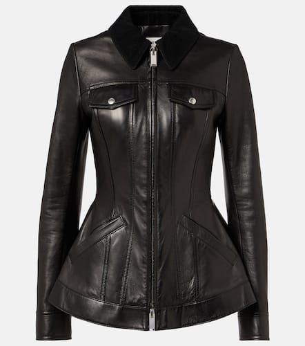 Chaqueta de piel con peplum - Alexander McQueen - Modalova