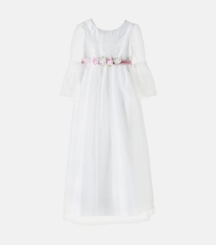 Abito in pizzo e tulle con fiocco - Monnalisa - Modalova