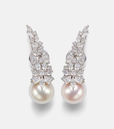 Perlescent 18kt white earrings with diamonds and pearls - Yeprem - Modalova