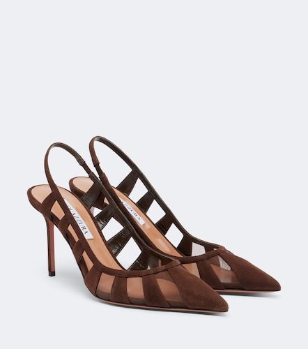 Pumps slingback Screen 85 in suede e mesh - Aquazzura - Modalova