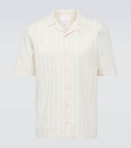 Embroidered striped cotton bowling shirt - Sunspel - Modalova