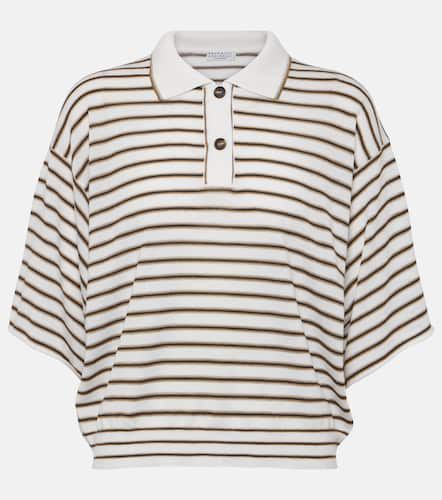 Striped wool and cashmere polo shirt - Brunello Cucinelli - Modalova