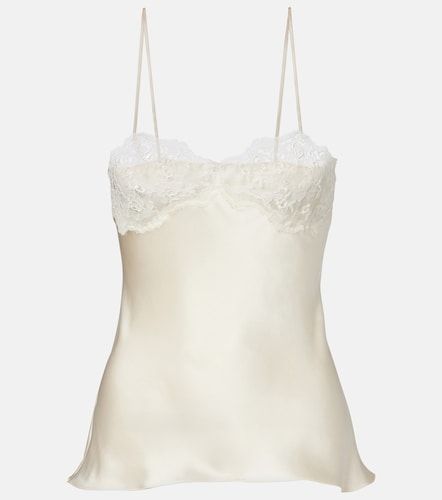 Chloé Top lencero de satén de seda con encaje - Chloe - Modalova