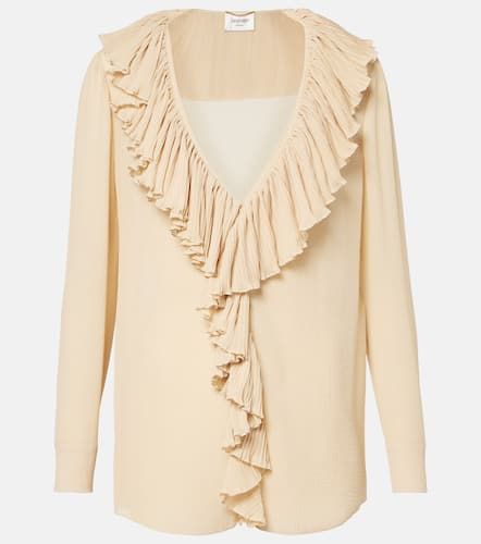 Blusa in seta con volant - Saint Laurent - Modalova