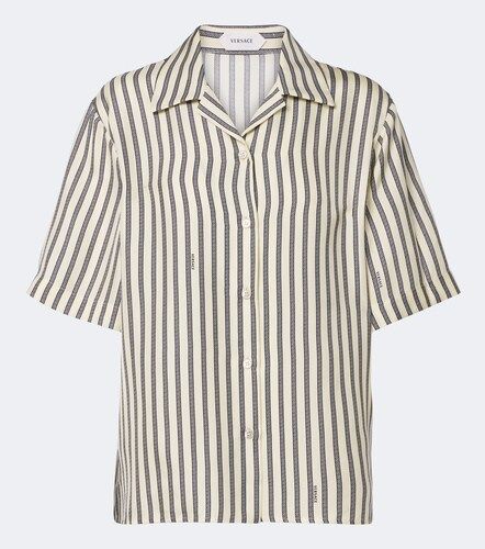 Camicia bowling in seta a righe - Versace - Modalova