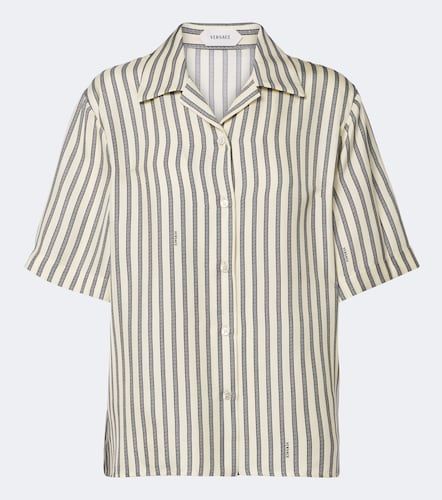 Camisa bowling de seda a rayas - Versace - Modalova