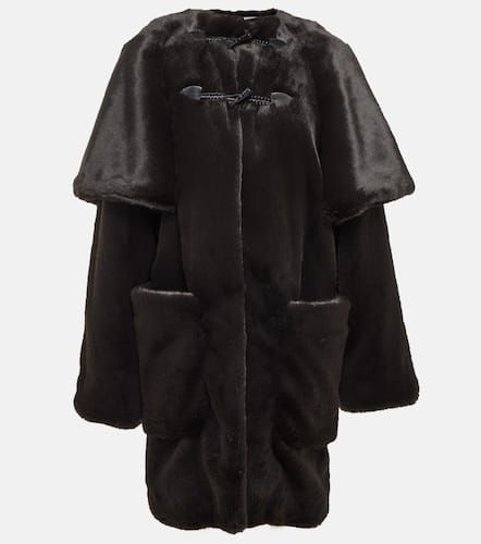 Alaïa Mantel aus Faux Fur mit Leder - Alaia - Modalova