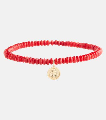 Sitting Buddha 14kt gold bamboo coral bracelet with diamond - Sydney Evan - Modalova