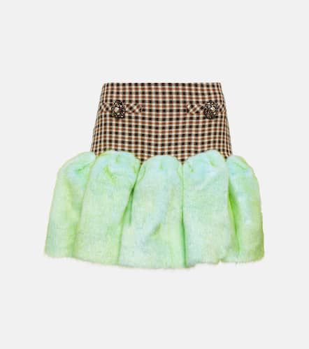 Area Faux fur-trimmed miniskirt - Area - Modalova