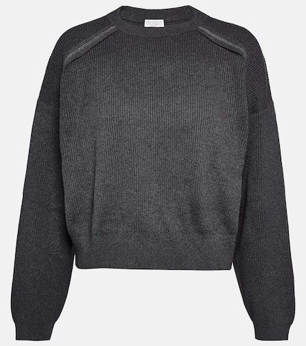 Embellished cotton sweater - Brunello Cucinelli - Modalova