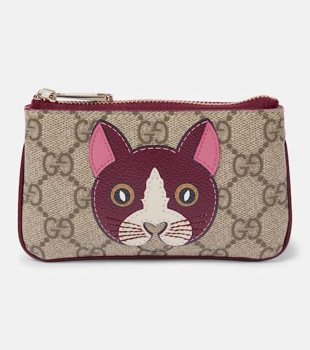 Pouch con llavero de lona GG y piel - Gucci - Modalova