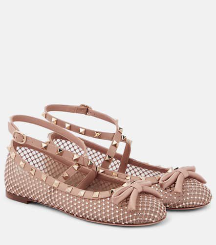 Rockstud embellished mesh ballet flats - Valentino Garavani - Modalova