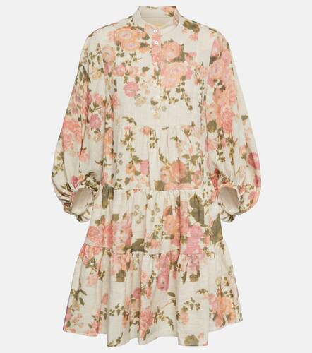 Vestido corto Winnona de lino floral - Erdem - Modalova