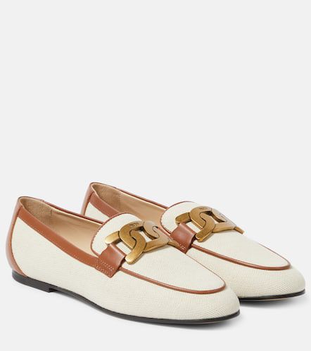 Catena leather-trimmed canvas loafers - Tod's - Modalova