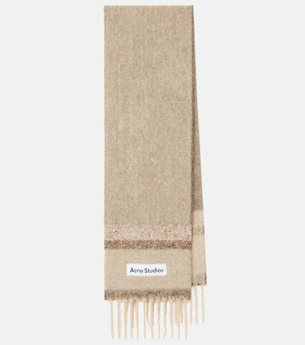 Logo fringed wool-blend scarf - Acne Studios - Modalova