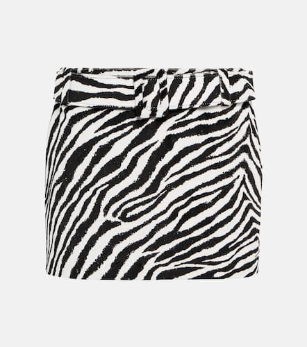 Belted zebra-print cotton miniskirt - Alessandra Rich - Modalova