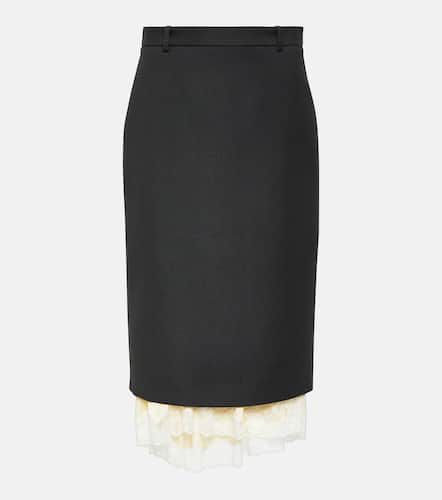 Lingerie lace-trimmed wool pencil skirt - Balenciaga - Modalova