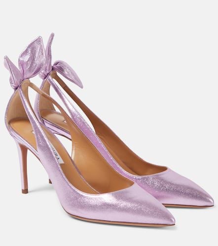 Pumps Bow Tie 85 aus Metallic-Leder - Aquazzura - Modalova