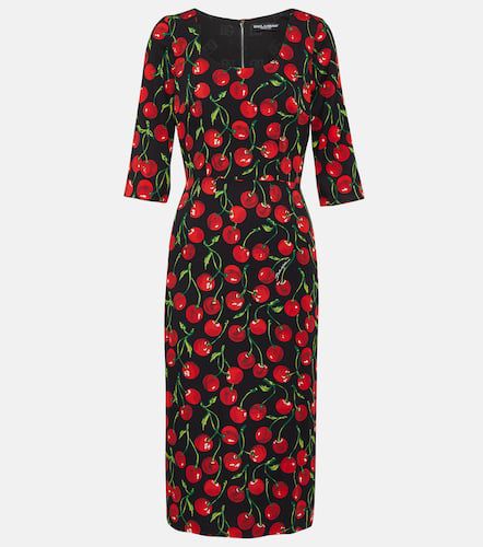Vestido en mezcla de seda con cerezas - Dolce&Gabbana - Modalova