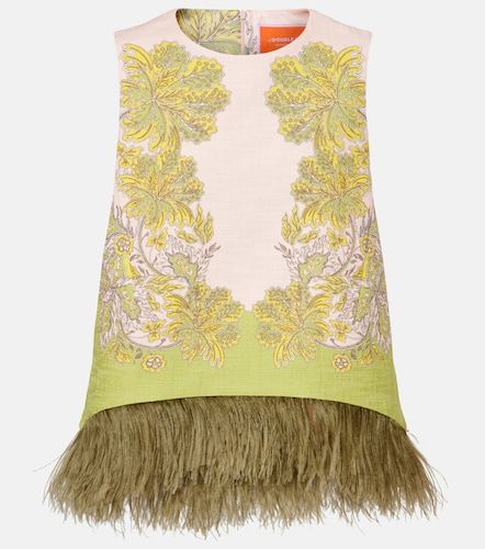 La Scala feather-trimmed cotton top - La DoubleJ - Modalova