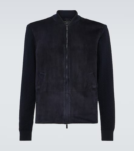 Suede, wool, and cashmere bomber jacket - Giorgio Armani - Modalova