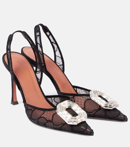 Pumps slingback Camelia 90 in pizzo - Amina Muaddi - Modalova