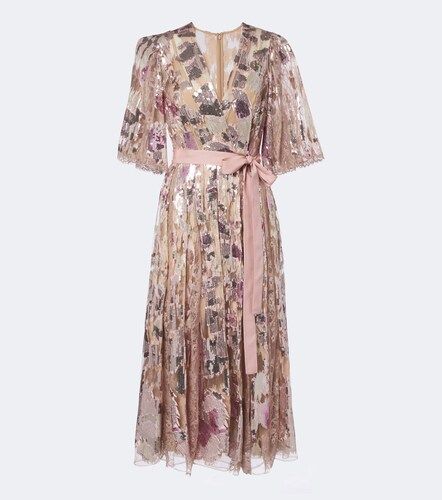 Abito in pizzo misto seta con paillettes - Elie Saab - Modalova