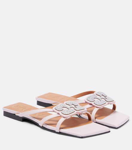 Embellished faux leather sandals - Ganni - Modalova
