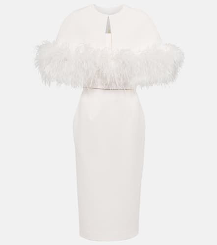 Novia - vestido midi de crepé con plumas - Safiyaa - Modalova