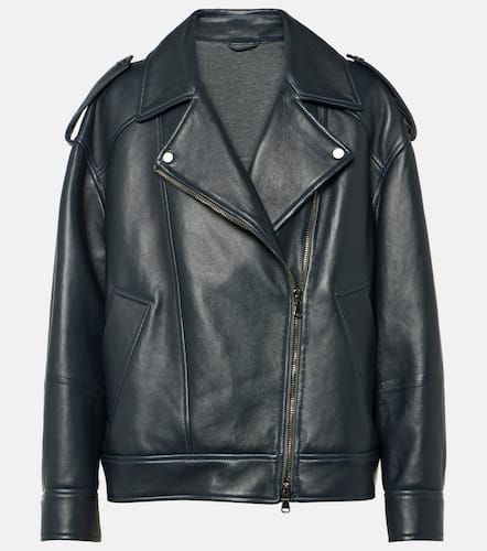 Oversized leather biker jacket - Brunello Cucinelli - Modalova