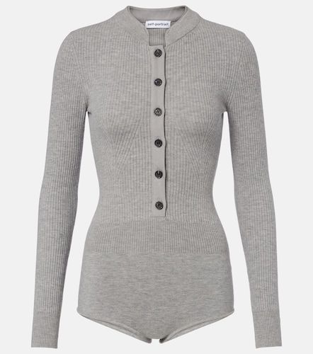 Self-Portrait Ribbed-knit romper - Self-Portrait - Modalova
