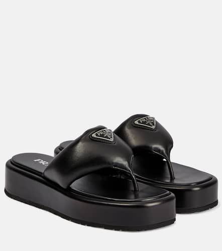 Padded leather platform sandals - Prada - Modalova