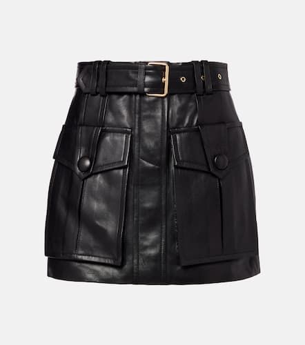 Minigonna in pelle con cintura - Balmain - Modalova