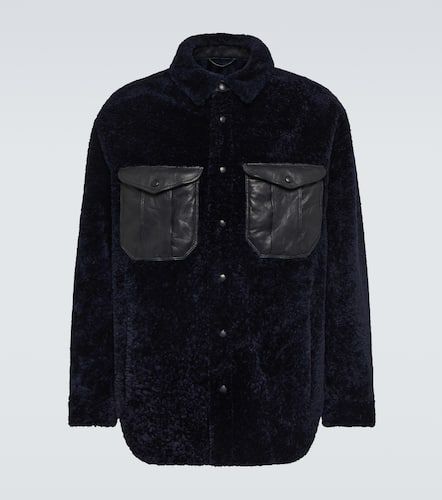 Giacca shearling con dettagli in pelle - Giorgio Armani - Modalova