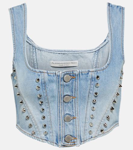 Alessandra Rich Crop top en denim - Alessandra Rich - Modalova