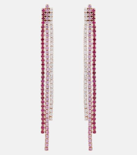 Ohrringe Triple Thread aus 18kt Roségold mit Rubinen, rosafarbenen Saphiren und Diamanten - Shay Jewelry - Modalova