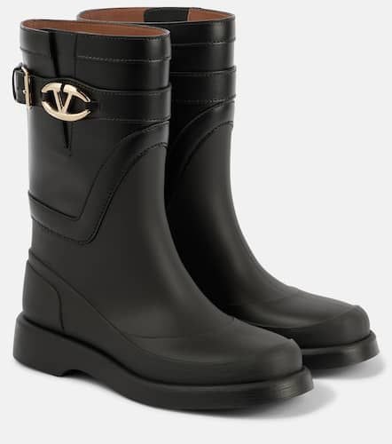 VGold leather-trimmed rain boots - Valentino Garavani - Modalova
