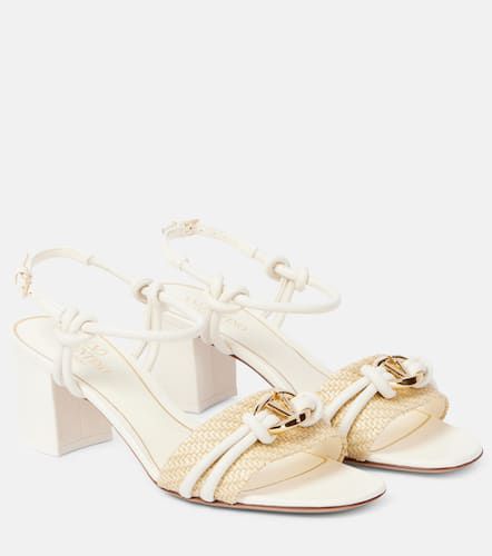 VLogo raffia-trimmed leather sandals - Valentino Garavani - Modalova