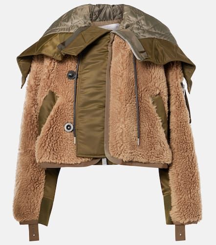 Sacai Twill-trimmed faux fur jacket - Sacai - Modalova